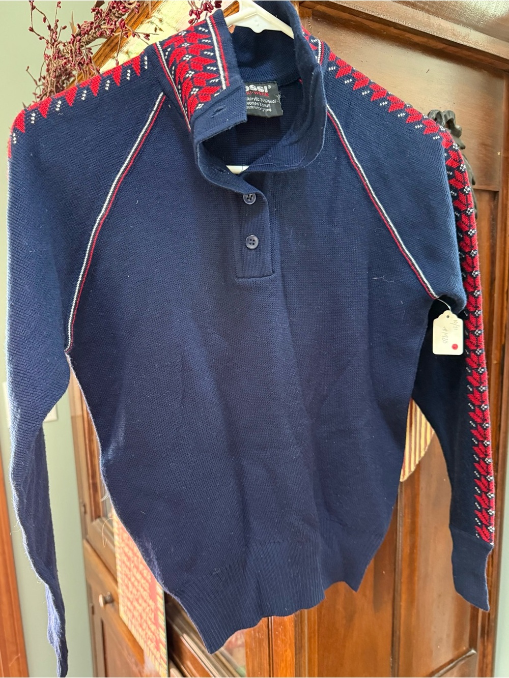 Vintage OSSI Skiwear Blue And Red Sweater  Acrylic And Wool Size  S